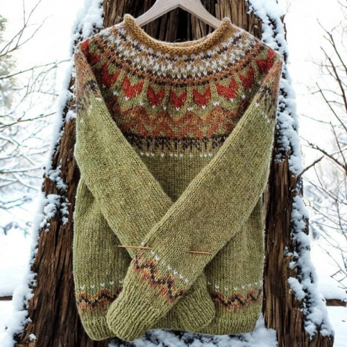 Isla – Pull chaud avec un motif tissé classique