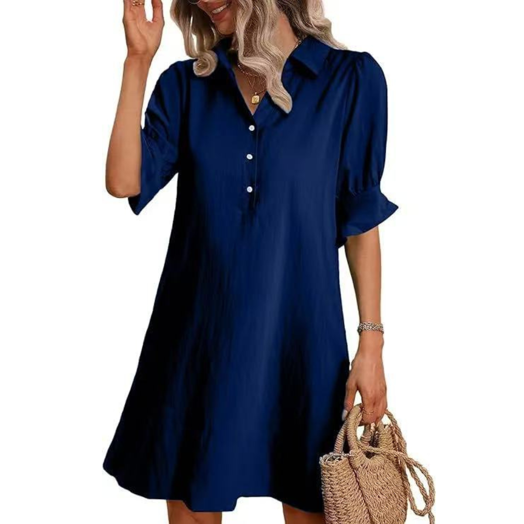 FRANCHESCA™ - Robe Chemise Décontractée à Boutons