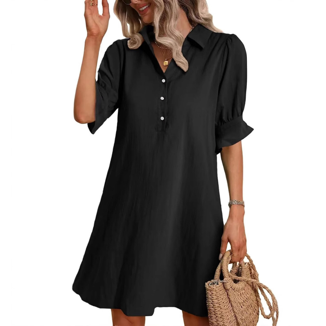 FRANCHESCA™ - Robe Chemise Décontractée à Boutons