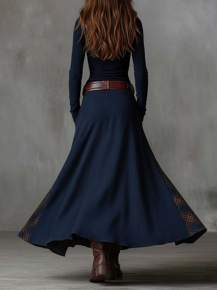 Azucena - Robe maxi en daim avec ceinture